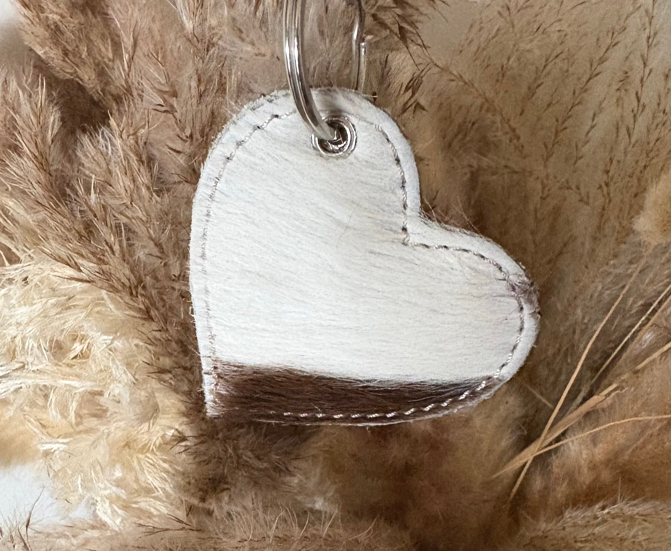 Cowhide Heart Key Ring