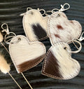 Cowhide Heart Key Ring