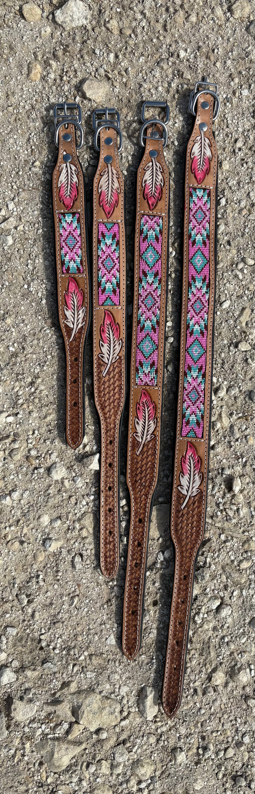 Pink Wild Feather Dog Collar