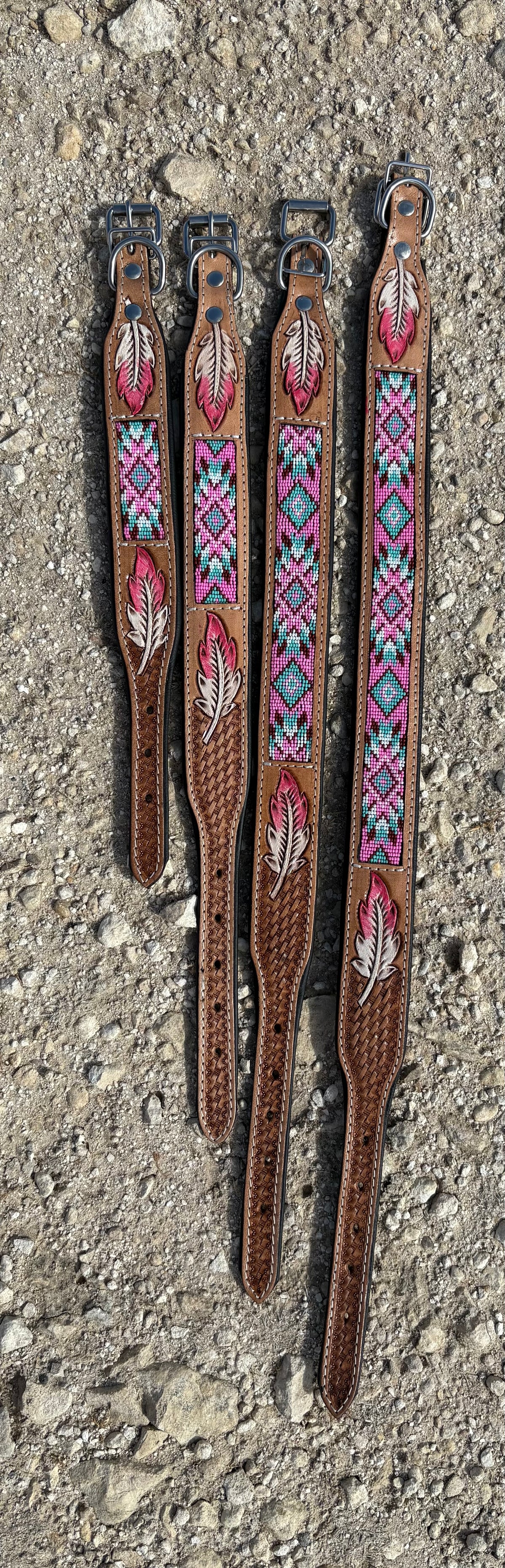 Pink Wild Feather Dog Collar