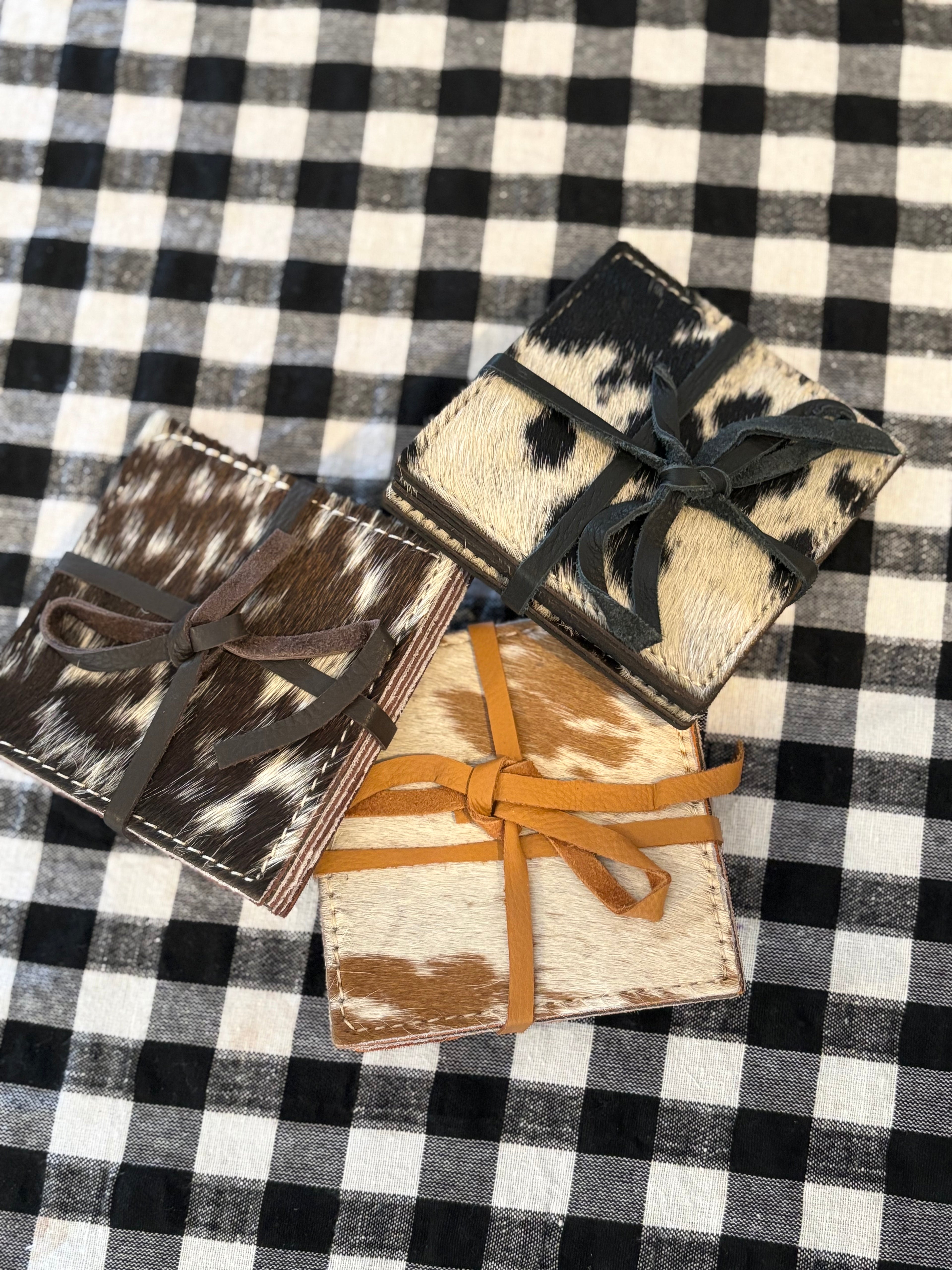 Cowhide Coasters (set of 4)