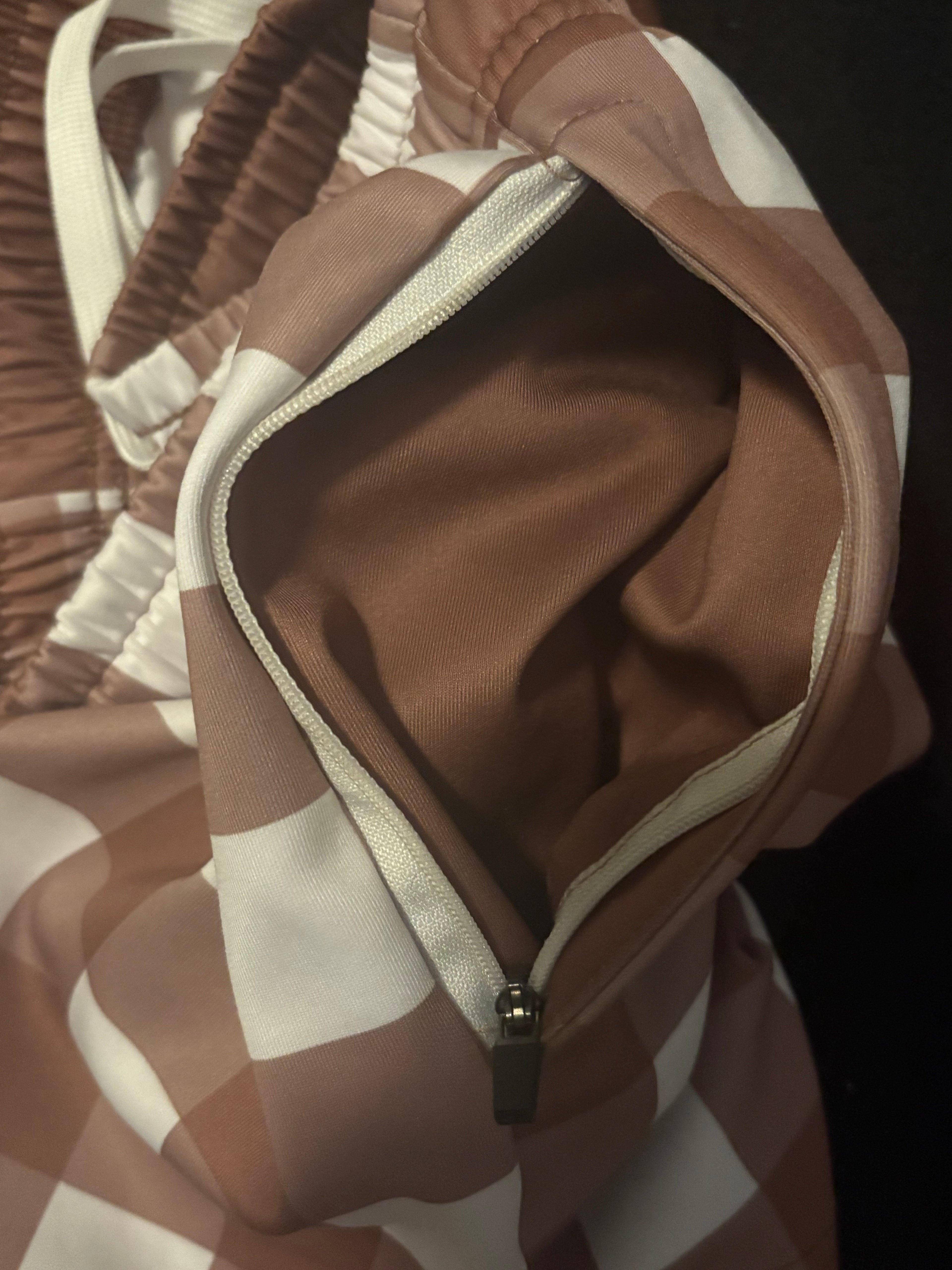 Brown Gingham Footy Shorts