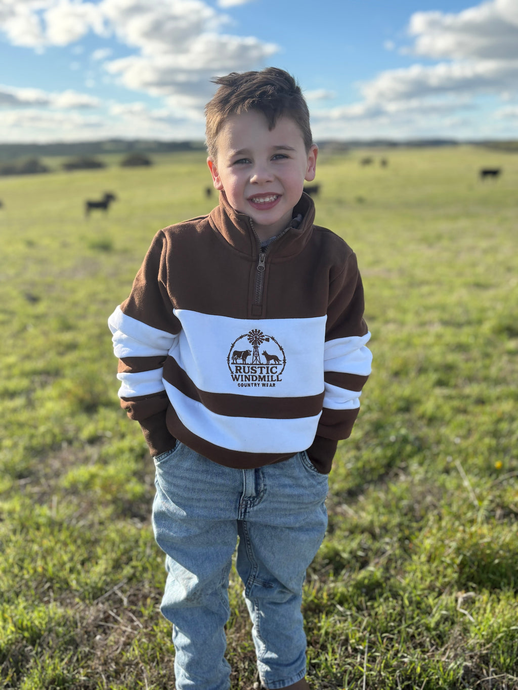 Kids Brown Quarter Zips