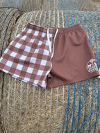 Brown Gingham Footy Shorts